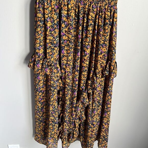NEW lulus Evalina Mustard Yellow Floral Print Mock Neck Midi Dress - Picture 6 of 12